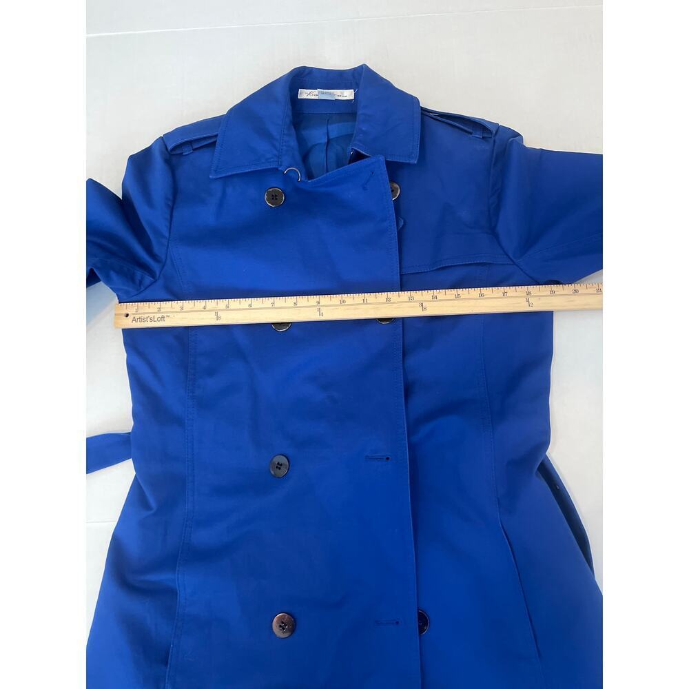 Kenneth Cole Reaction Womens Belted Rain Trench Coat Blue Size Small - Picture 14 of 16